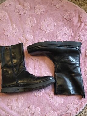 Mens BCBG Black Leather Mid-Calf Zip Boots